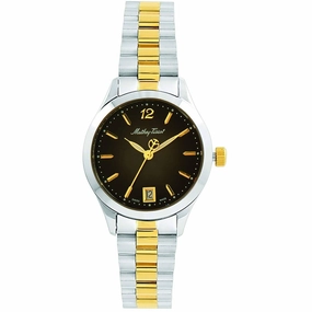 Mathey Tissot Women's Watch - Urban Black Dial Two Tone Steel Bracelet | D411MBN