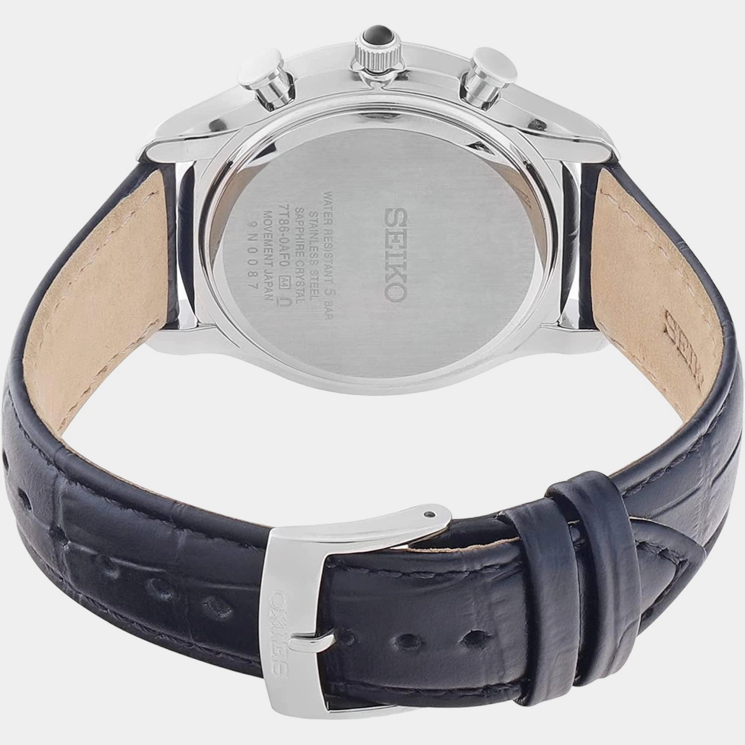 Men Quartz Black Dial Chronograph Leather Watch SPC255P1