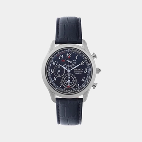 Men Quartz Black Dial Chronograph Leather Watch SPC255P1