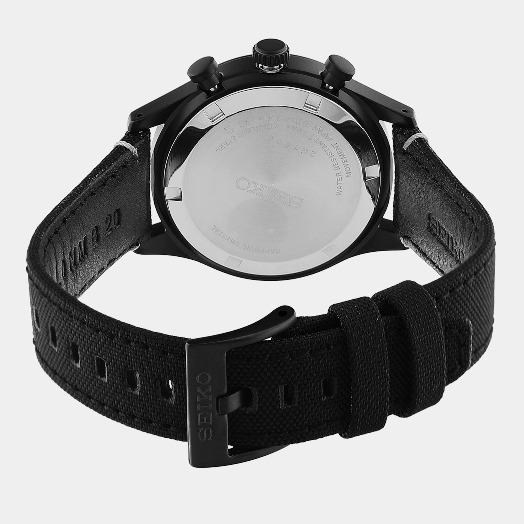 Men Quartz Black Dial Chronograph Leather Watch SSB421P1