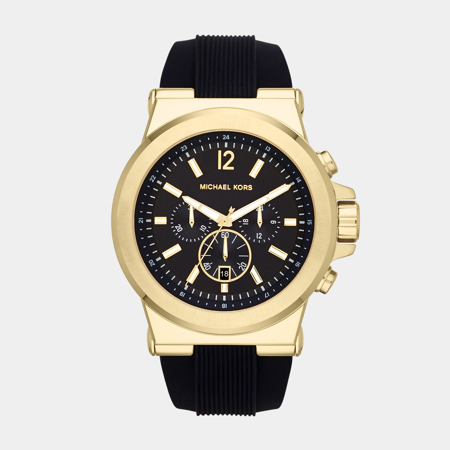 Men Quartz Black Dial Chronograph Silicone Watch MK8325