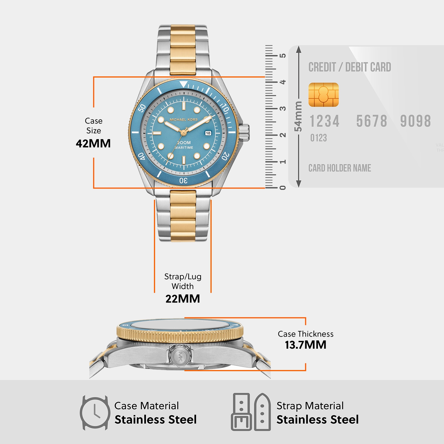 Men Quartz Blue Dial Analog Stainless Steel Watch MK9169