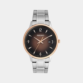 Men Quartz Brown Dial Analog Stainless Steel Watch SGEH90P1