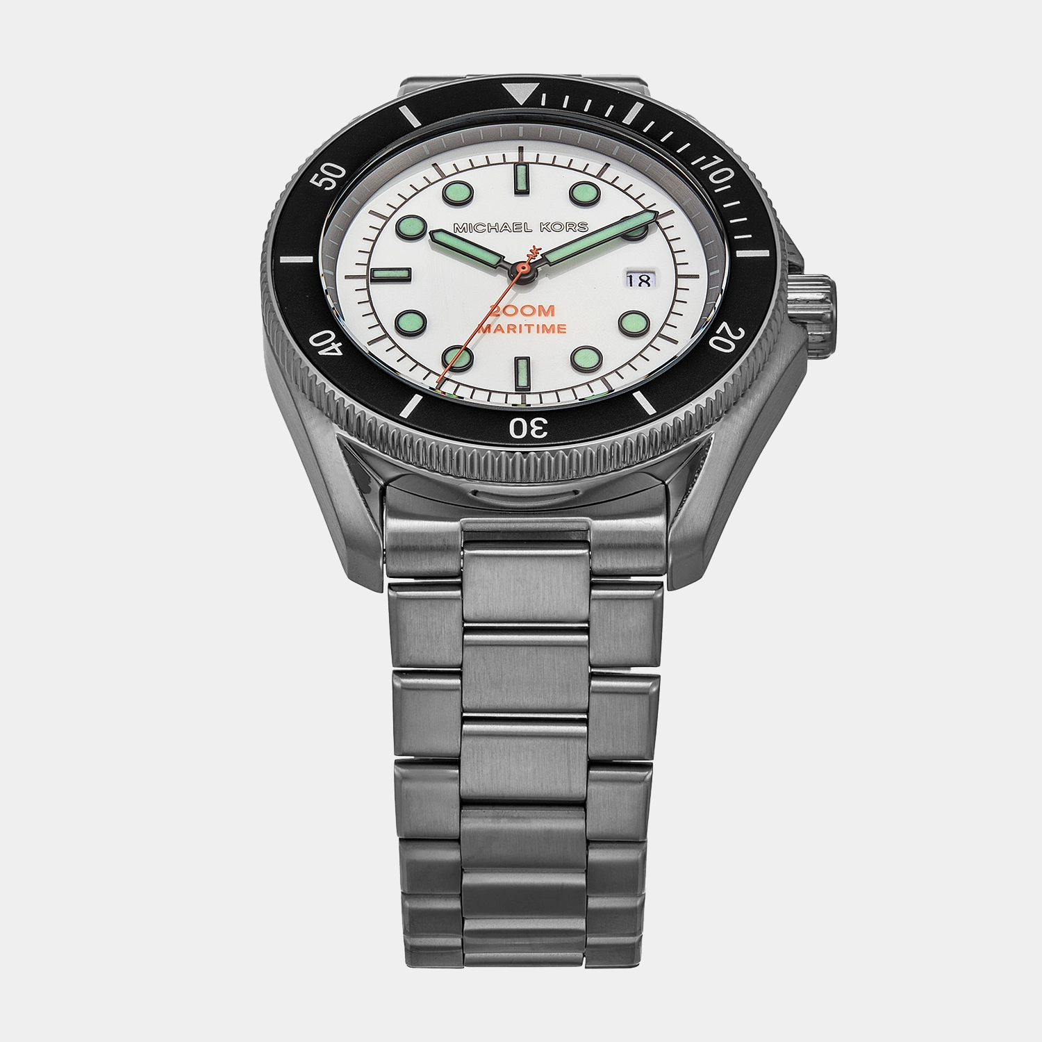 Men Quartz White Dial Analog Stainless Steel Watch MK9163