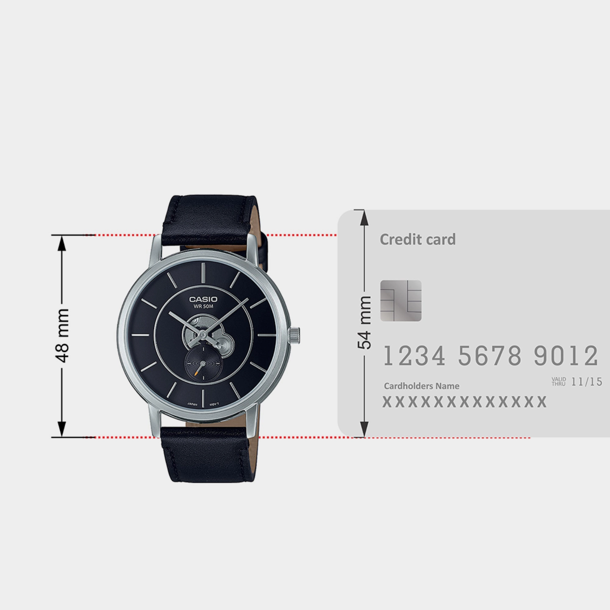 Men's Black Analog Leather Watch A2130 - MTP-B130L-1AVDF
