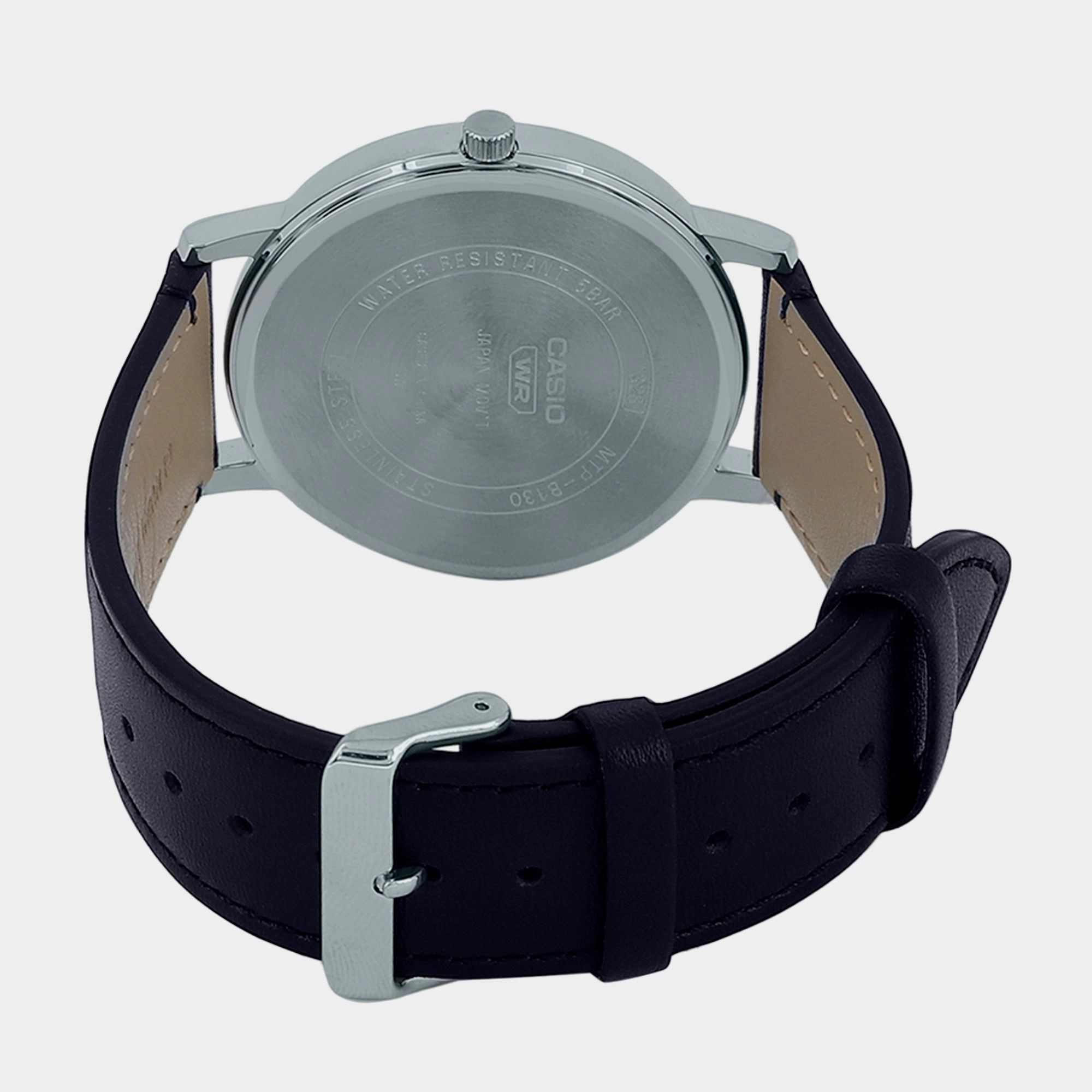 Men's Black Analog Leather Watch A2130 - MTP-B130L-1AVDF