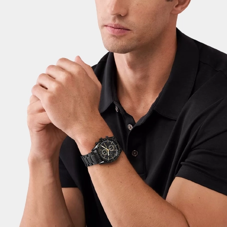 Men's Black Chronograph Stainless Steel Watch MK9113