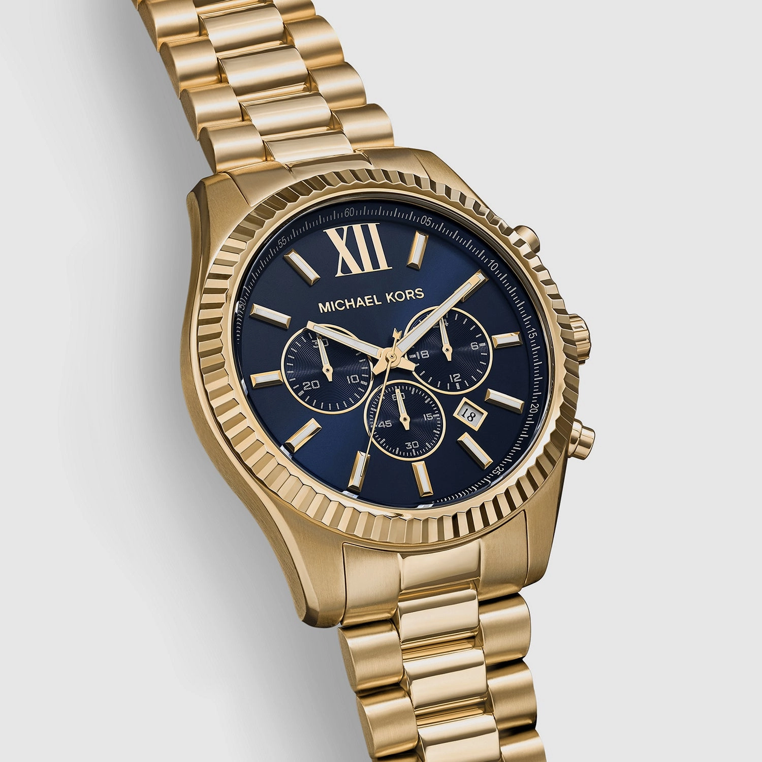 Men's Lexington Blue Chronograph Stainless Steel Watch MK9153