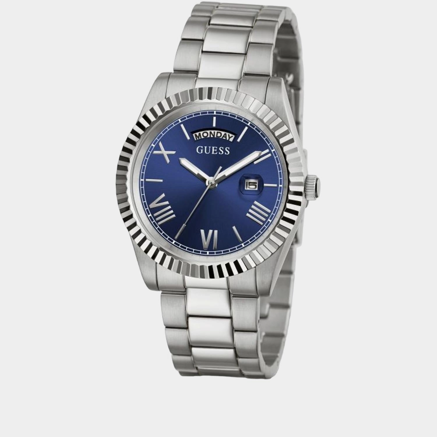 Men's Silver Analog Stainless Steel Day-Date Watch GW0265G7