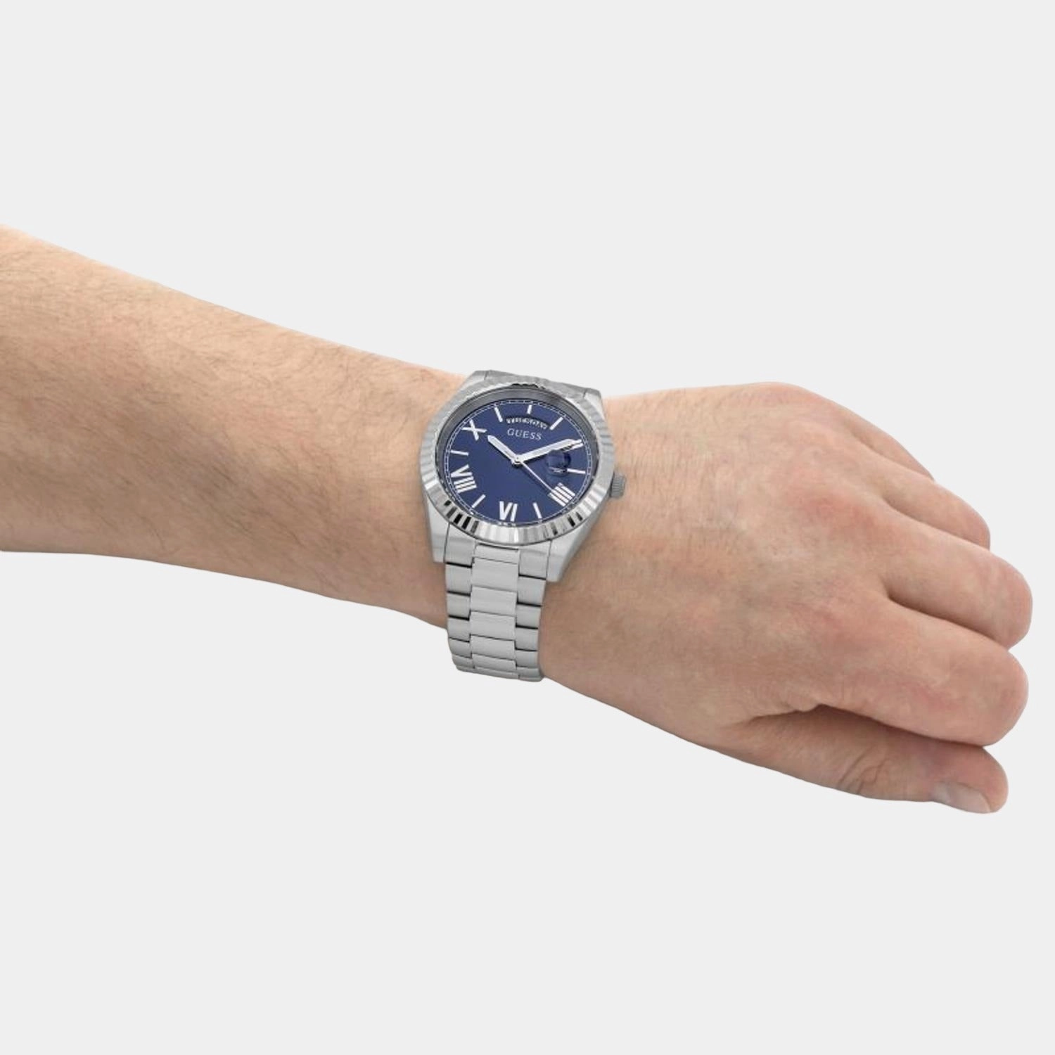 Men's Silver Analog Stainless Steel Day-Date Watch GW0265G7