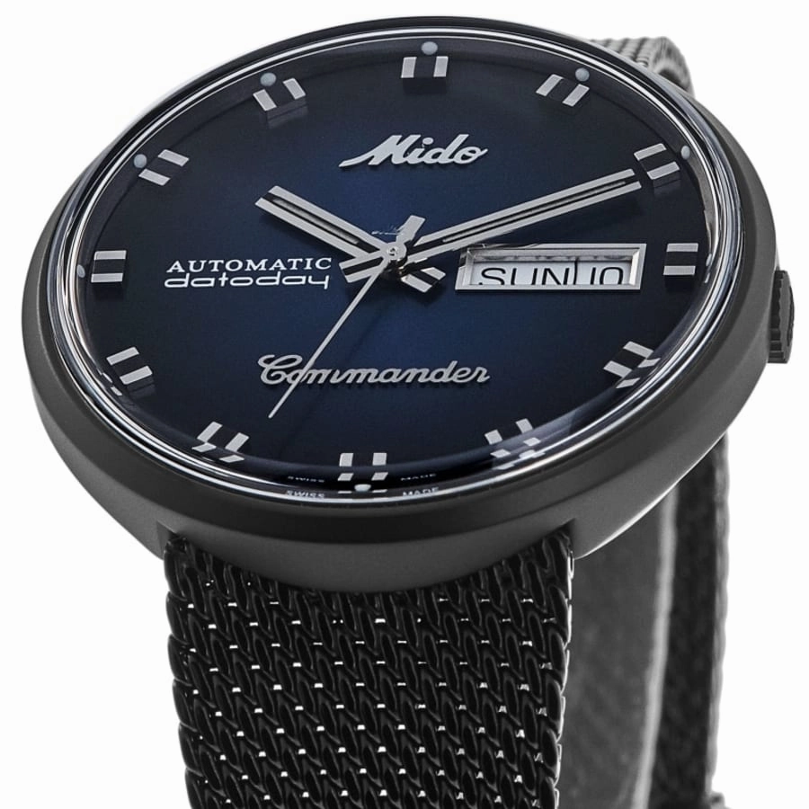 Mido Commander Shade Blue Dial Black Steel Men's Watch M8429.3.25.11