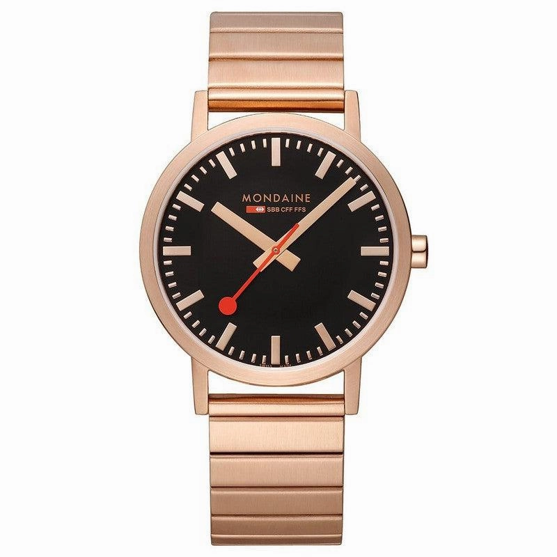 Mondaine Classic Rose Gold Tone Stainless Steel Analogue Watch 40mm