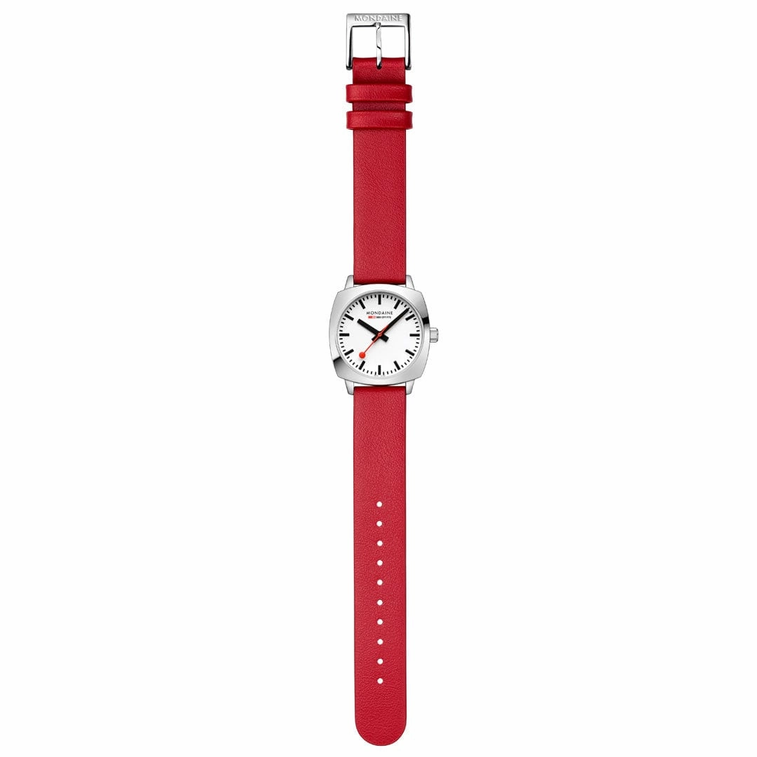 Mondaine Cushion Red Vegan Grape Leather Watch MSL.31110.LCV