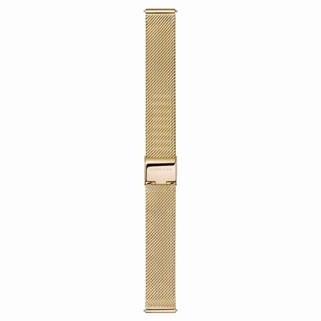 Mondaine Doppio White Dial Gold Mesh Bracelet Watch MLE.33111.SM