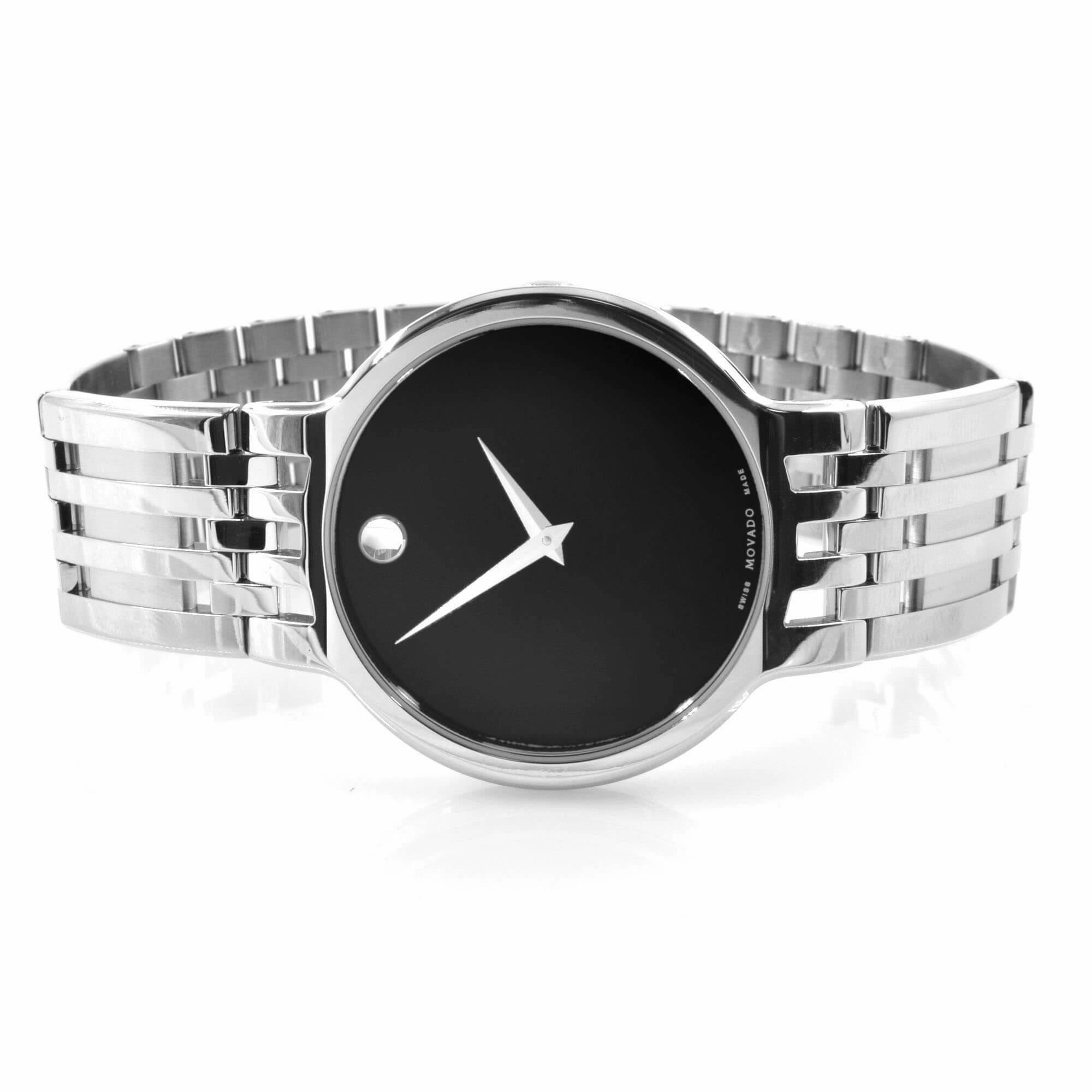 Movado Men's Quartz Watch - Esperanza Black Dial Silver Tone Bracelet | 0606042