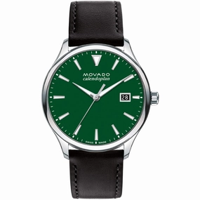 Movado Men's Watch - Heritage Calendoplan Green Dial Black Leather Strap | 3650156
