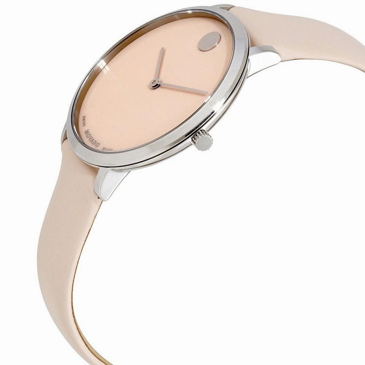 Movado Women's Quartz Watch - Modern 47 Quartz Light Pink Dial Leather Strap | 0607388