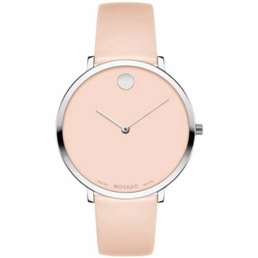 Movado Women's Quartz Watch - Modern 47 Quartz Light Pink Dial Leather Strap | 0607388