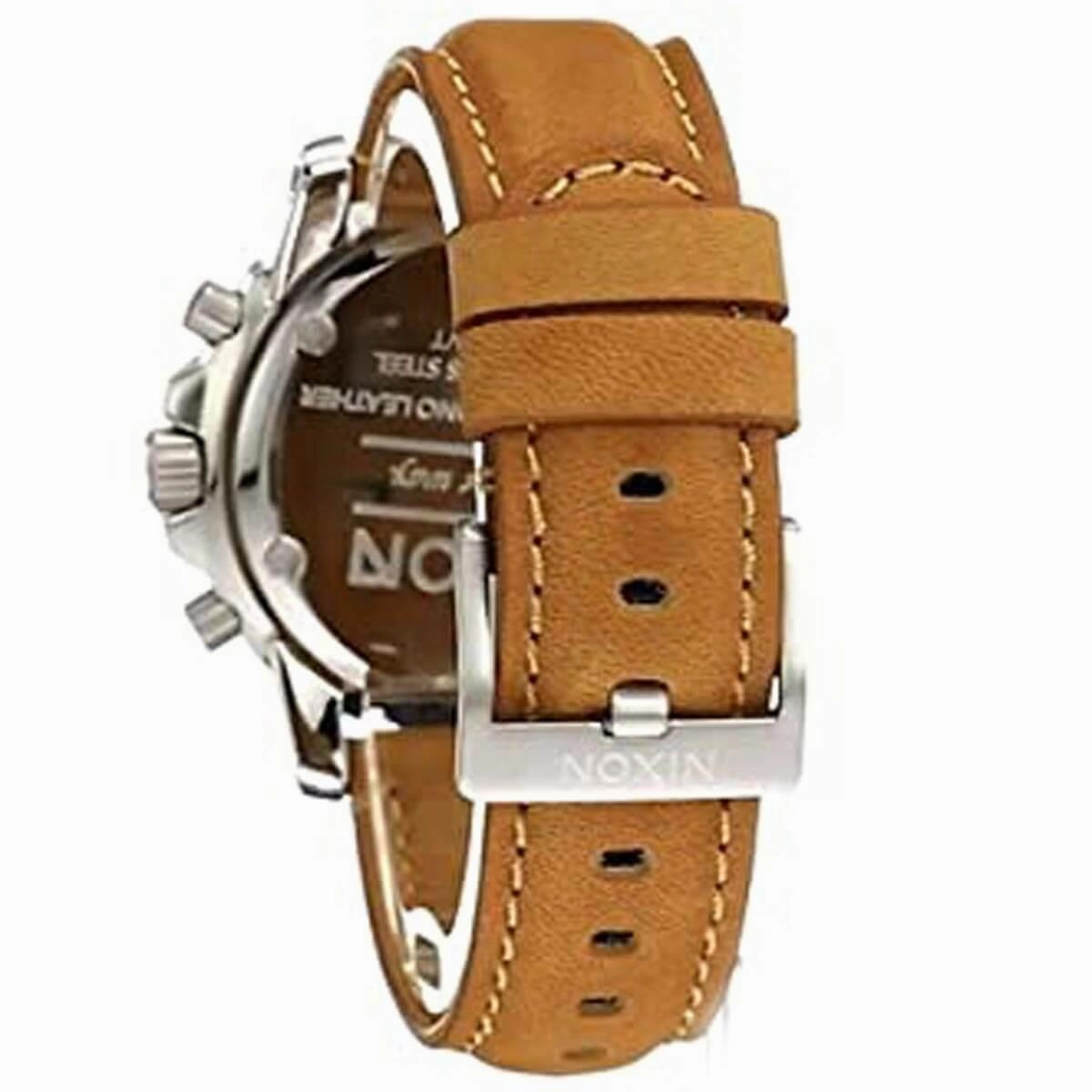 Nixon Men's Chronograph Watch - Ranger Silver Tone Dial Brown Leather Strap | A9402092