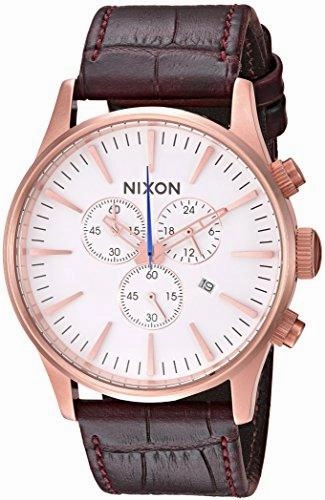 Nixon Men's Strap Watch - Sentry Chrono Leather White Dial | A4052459