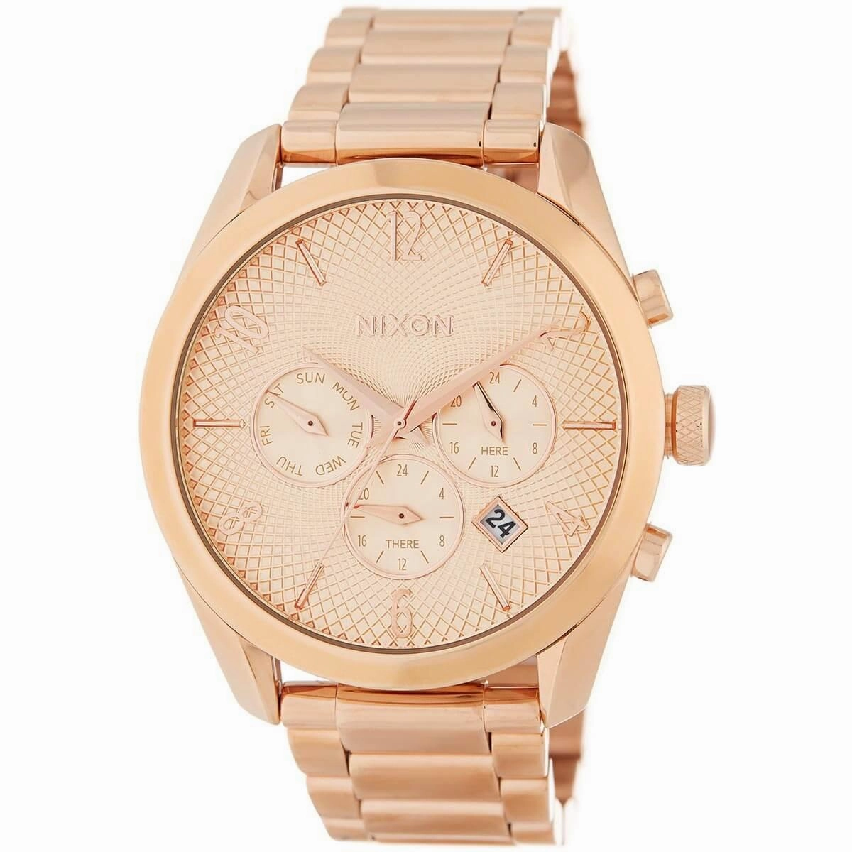 Nixon Women's Quartz Watch - Bullet Chrono Rose Gold Tone Dial Bracelet | A366897