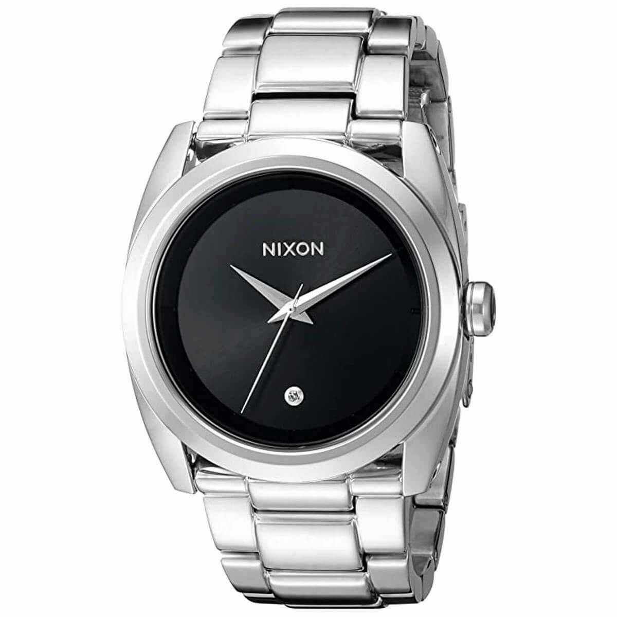Nixon Women's Quartz Watch - Queenpin Black Dial Silver Tone Bracelet | A935000