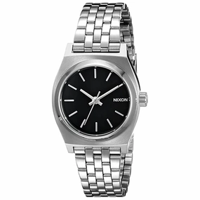 Nixon Women's Watch - Small Time Teller Black Dial Silver Tone Bracelet | A399000