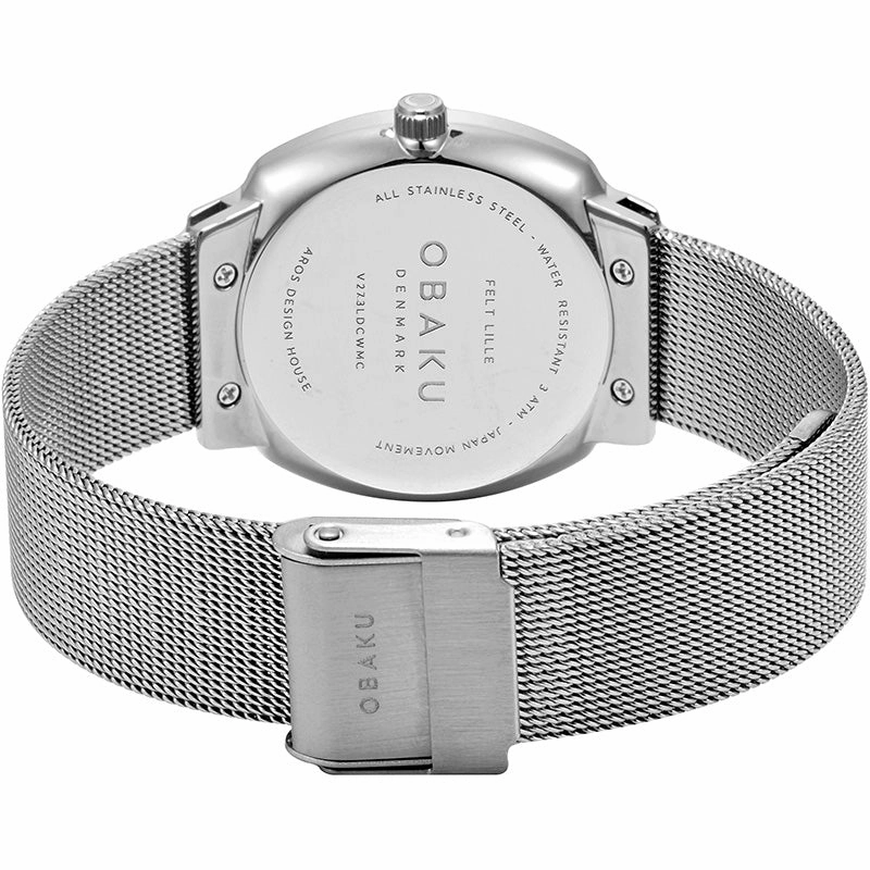 Obaku Felt Lille - Steel White Dial Silver Mesh Strap Lds V273LDCWMC