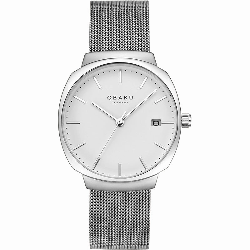Obaku Felt Lille - Steel White Dial Silver Mesh Strap Lds V273LDCWMC
