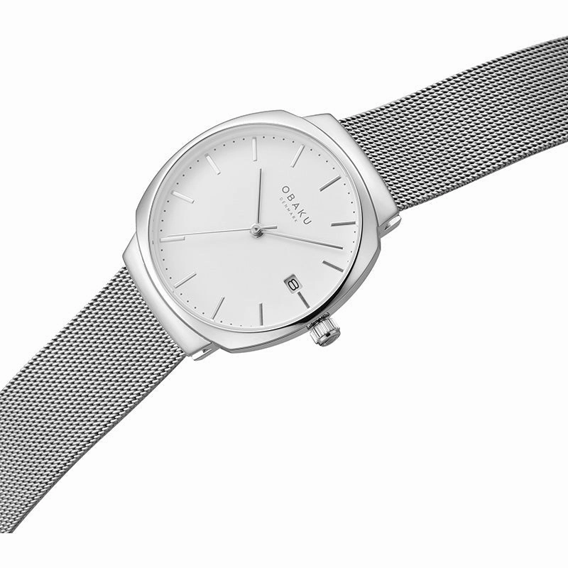 Obaku Felt Lille - Steel White Dial Silver Mesh Strap Lds V273LDCWMC