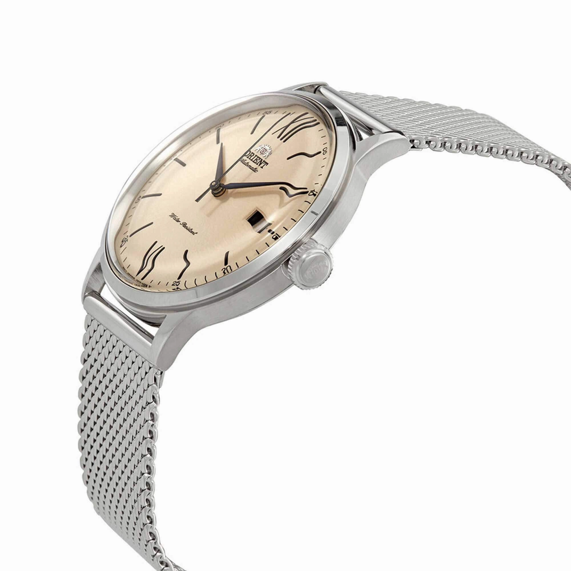 Orient Men's Automatic Watch - Bambino Champagne Dial Mesh Bracelet | RA-AC0020G10B