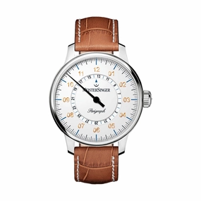 Perigraph White Dial 43mm on Cognac Croco Print Leather Strap w/ White Stitching