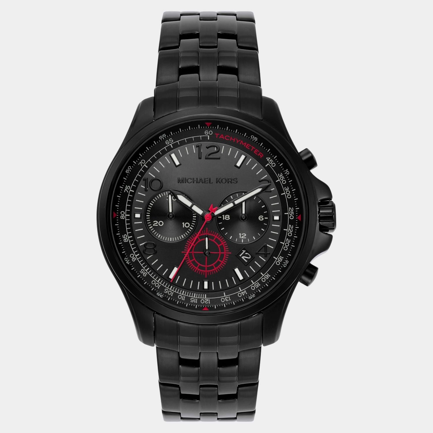 Pilot Men Quartz Black Dial Chronograph Stainless Steel Watch MK9127