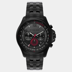 Pilot Men Quartz Black Dial Chronograph Stainless Steel Watch MK9127