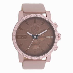 Pink grey OOZOO watch with leather strap - C11218