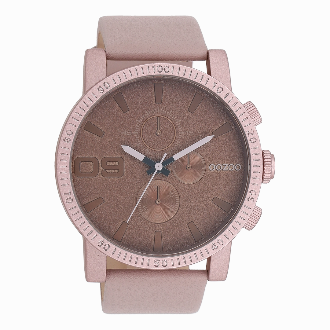 Pink grey OOZOO watch with leather strap - C11218