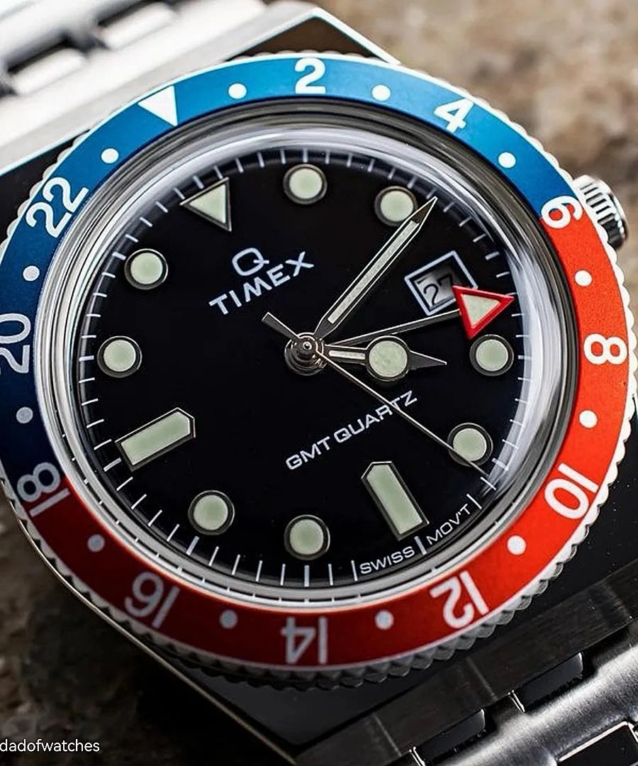 Q Timex GMT 38mm Stainless Steel Bracelet Watch TW2V38000