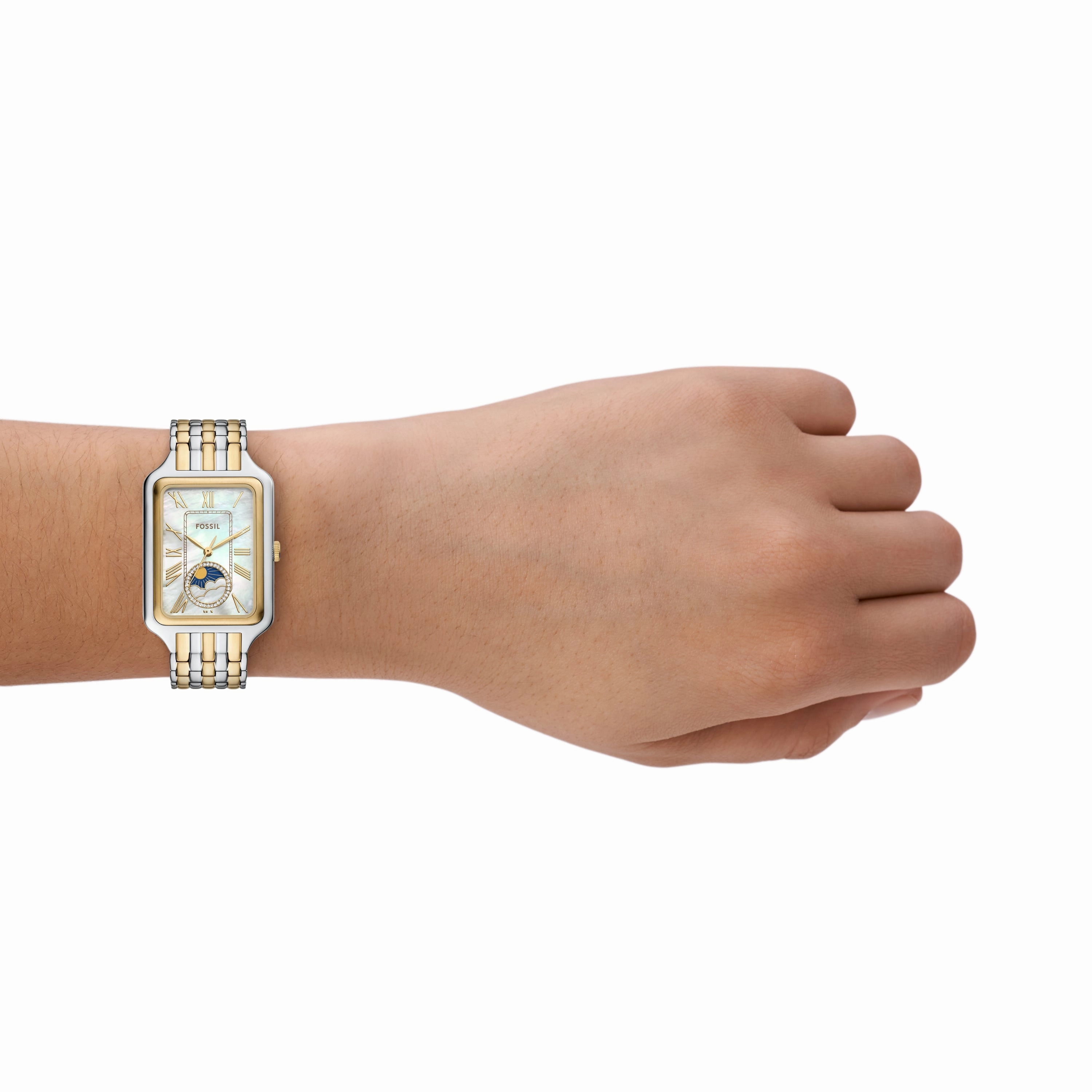 Raquel Sun Moon Multifunction Two-Tone Stainless Steel Watch