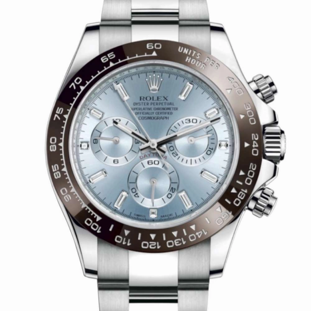 Rolex Cosmograph Daytona 40mm - Ref: 116506-0002 - Ice Blue Index Dial & Ceramic Bezel, Platinum Oyster Bracelet Men's Watch