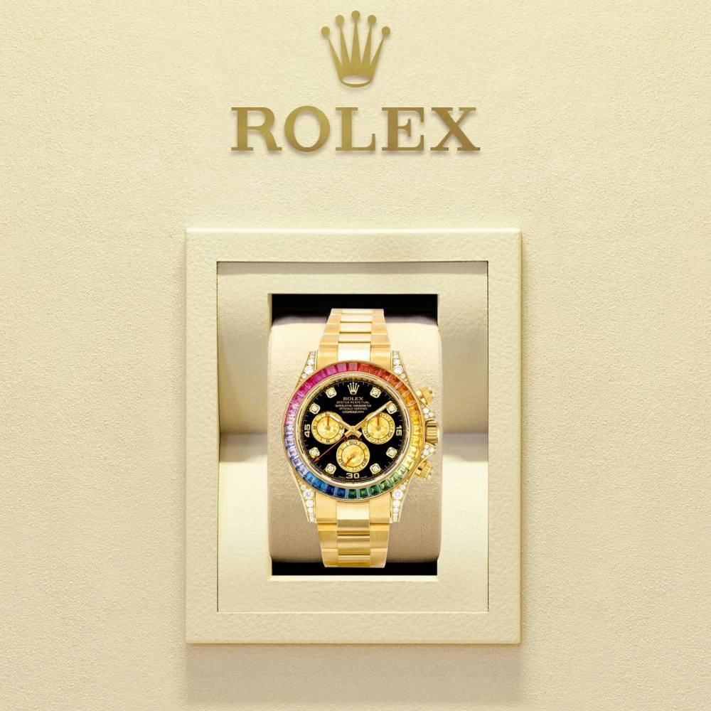 Rolex Cosmograph Daytona 40mm - Ref: 116506 ib-1 - Black Sapphire Rainbow Dial & Bezel, 18K Yellow Gold Oyster Bracelet Men's Watch