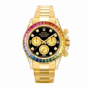Rolex Cosmograph Daytona 40mm - Ref: 116506 ib-1 - Black Sapphire Rainbow Dial & Bezel, 18K Yellow Gold Oyster Bracelet Men's Watch
