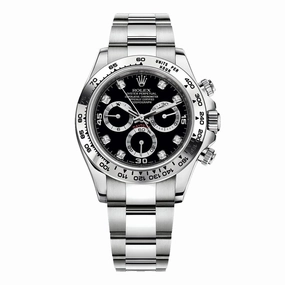 Rolex Cosmograph Daytona 40mm - Ref: 116509-0055 - Black Diamond Dial, 18K White Gold Oyster Bracelet Men's Watch