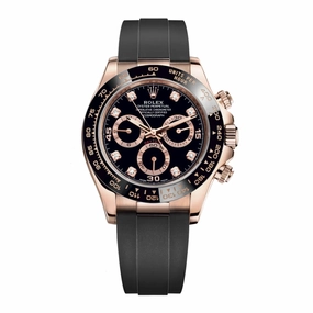 Rolex Cosmograph Daytona 40mm - Ref: 116515ln-0057 - Black Diamond Dial & Ceramic Bezel, 18K Rose Gold Case Black Oysterflex Bracelet Men's Watch