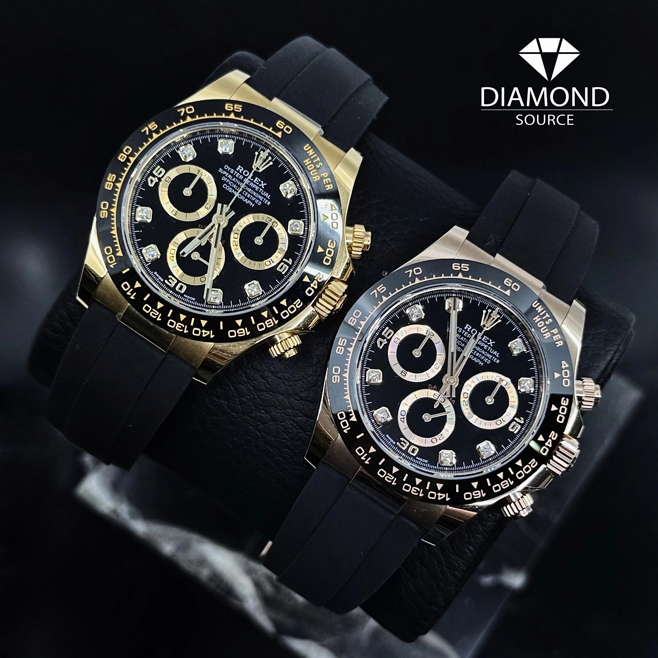 Rolex Cosmograph Daytona 40mm - Ref: 116515ln-0057 - Black Diamond Dial & Ceramic Bezel, 18K Rose Gold Case Black Oysterflex Bracelet Men's Watch