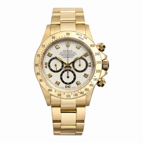Rolex Cosmograph Daytona 40mm - Ref: 16528 - White Diamond Dial, 18K Yellow Gold Oyster Bracelet Men's Watch