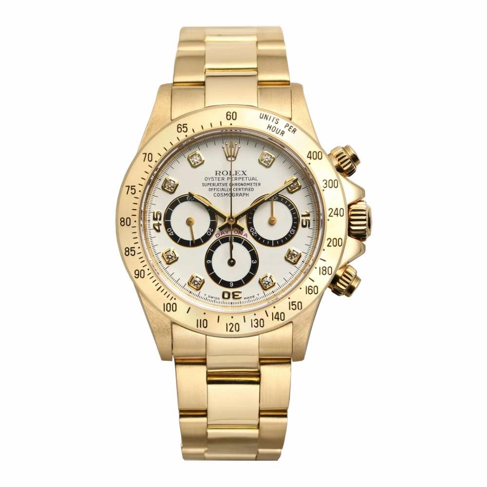 Rolex Cosmograph Daytona 40mm - Ref: 16528 - White Diamond Dial, 18K Yellow Gold Oyster Bracelet Men's Watch