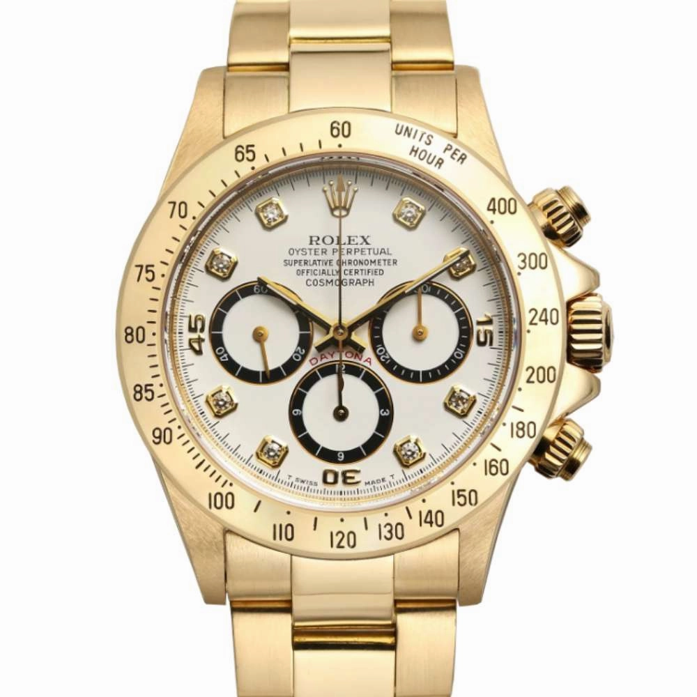 Rolex Cosmograph Daytona 40mm - Ref: 16528 - White Diamond Dial, 18K Yellow Gold Oyster Bracelet Men's Watch