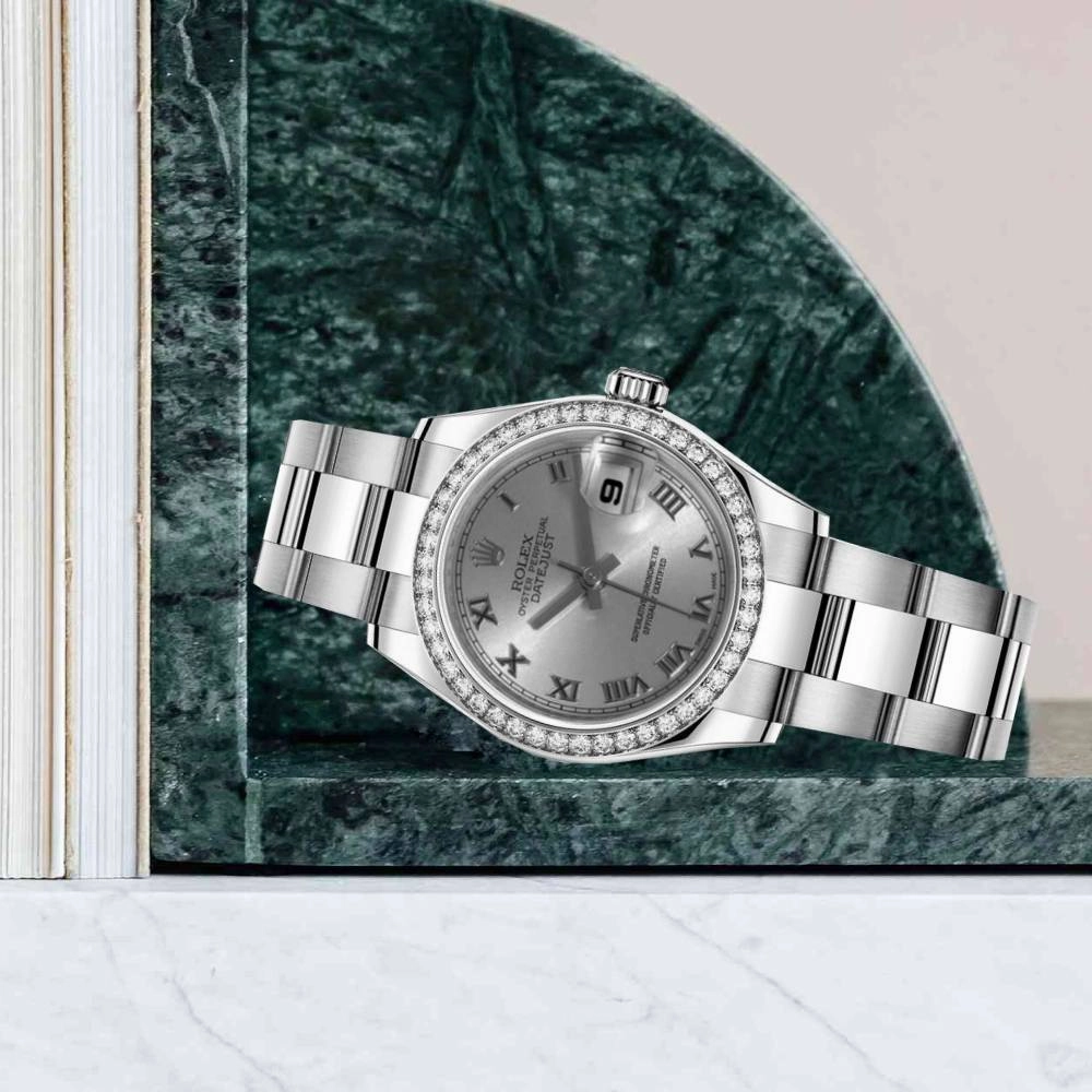 Rolex Datejust 26mm - Ref: 179384 rro - Rhodium Grey Dial, Stainless Steel Oyster Bracelet Women's Watch