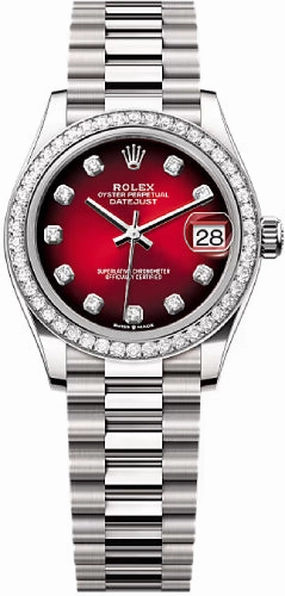 Rolex Datejust 31 White Gold Red Ombr Diamond Set Dial Diamond Set Bezel President Bracelet - 278289RBR - 2025