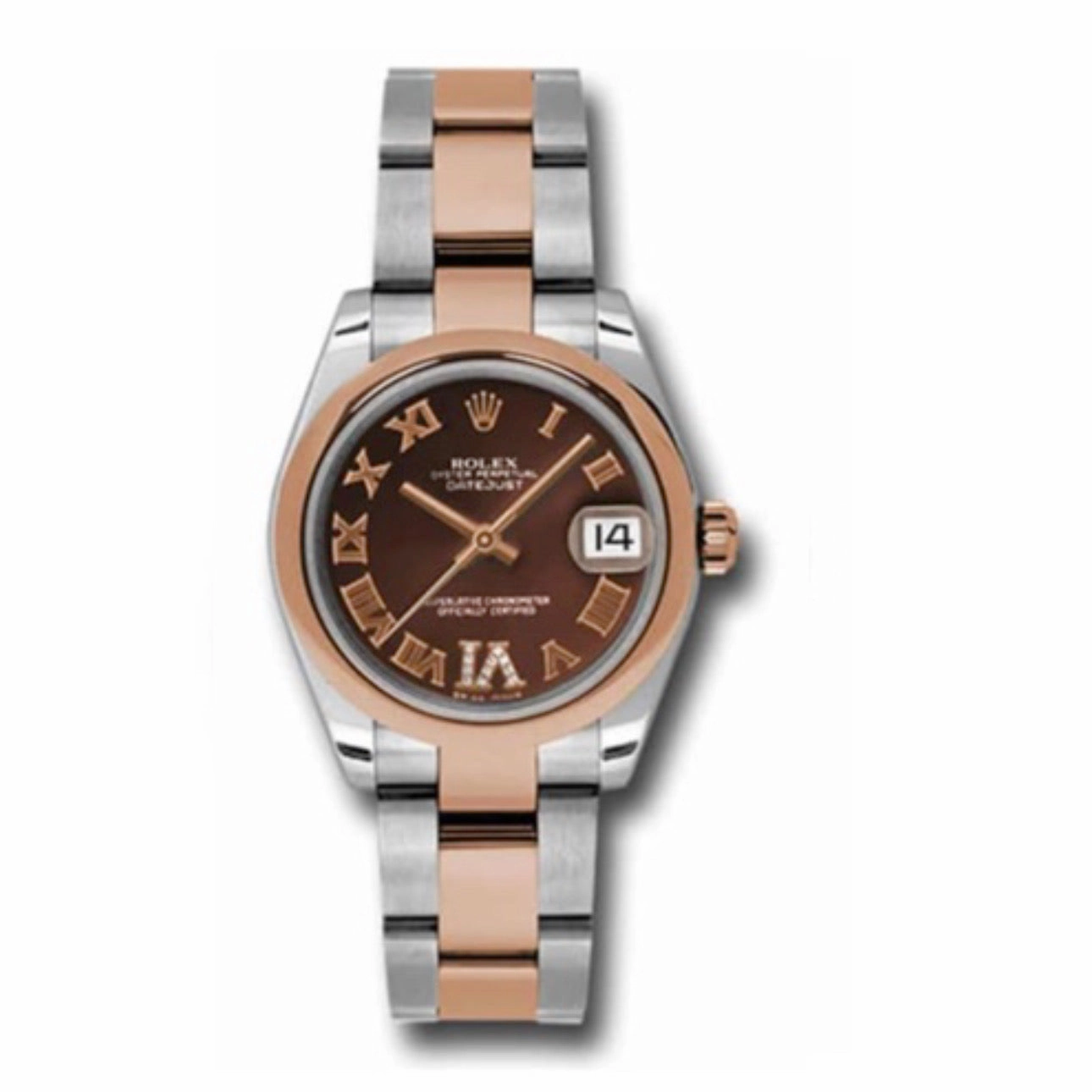 Rolex Datejust 31mm - Ref: 178241 chdro - Chocolate Diamond Dial, Two Tone Stainless Steel & 18K Rose Gold Oyster Bracelet Women's Watch